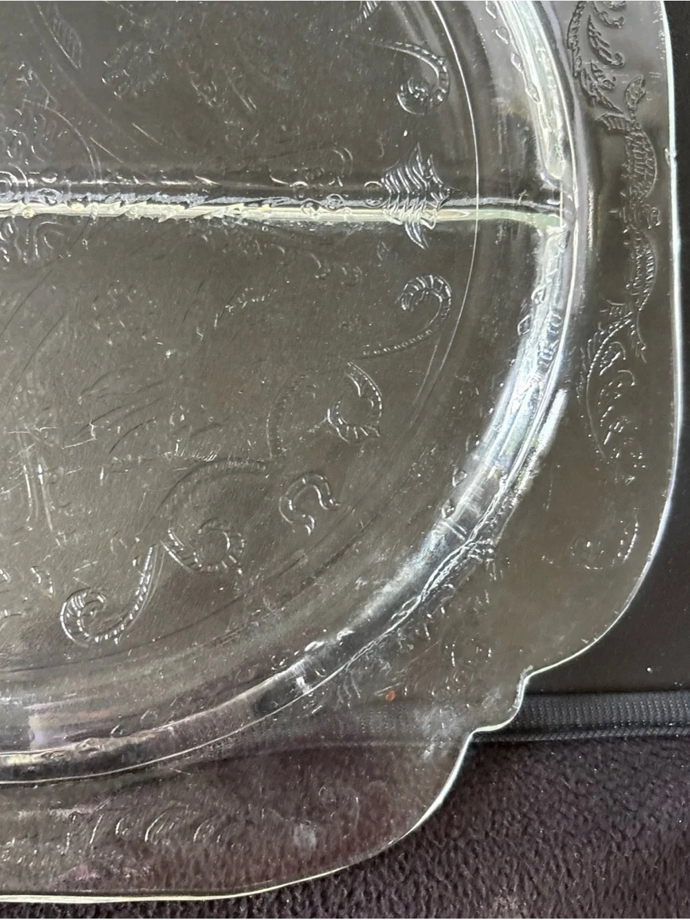 Clear Embossed Glass Serving Platter - Elegant Clear Design